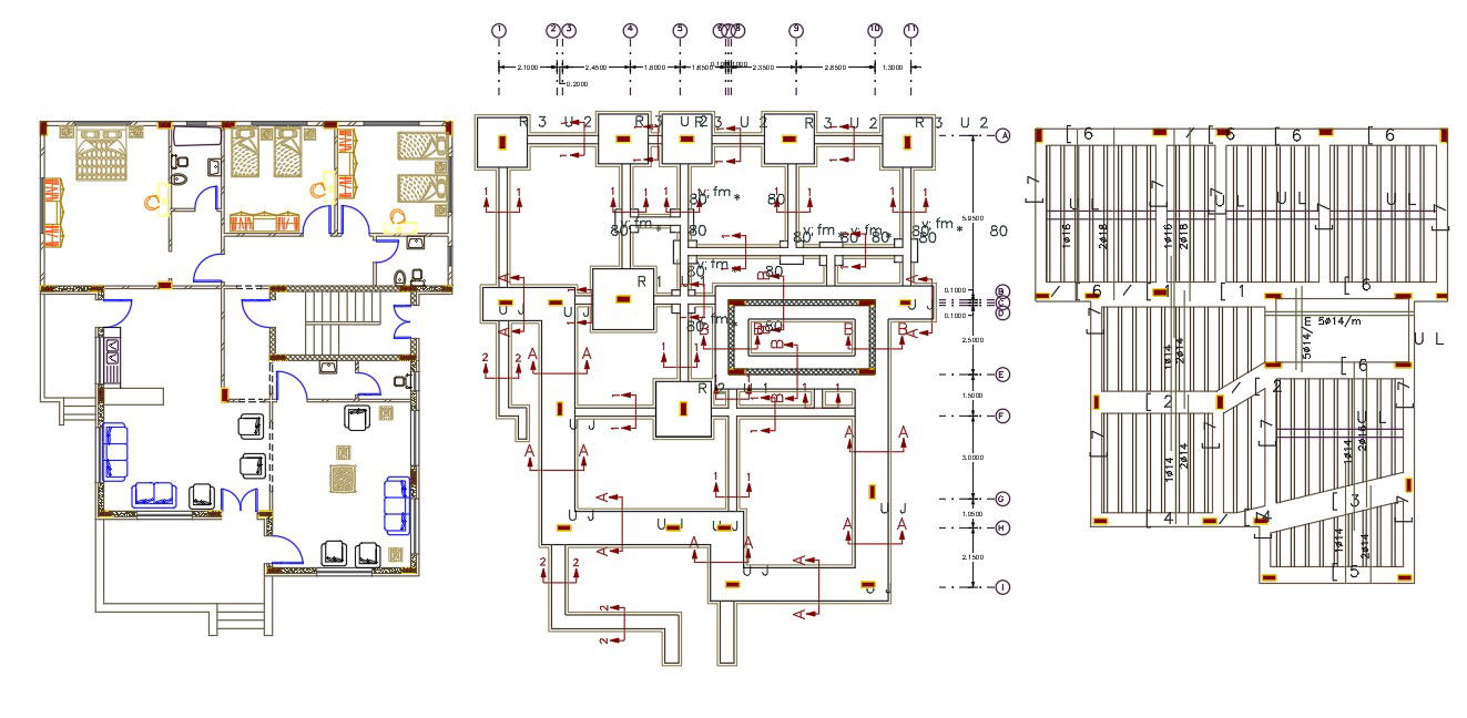 45 By 52 Feet House Plan With Construction Working Drawing