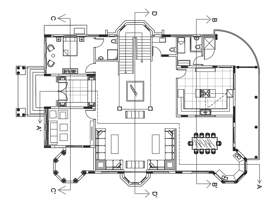 45X30 Meter AutoCAD House Plan Drawing Download DWG File