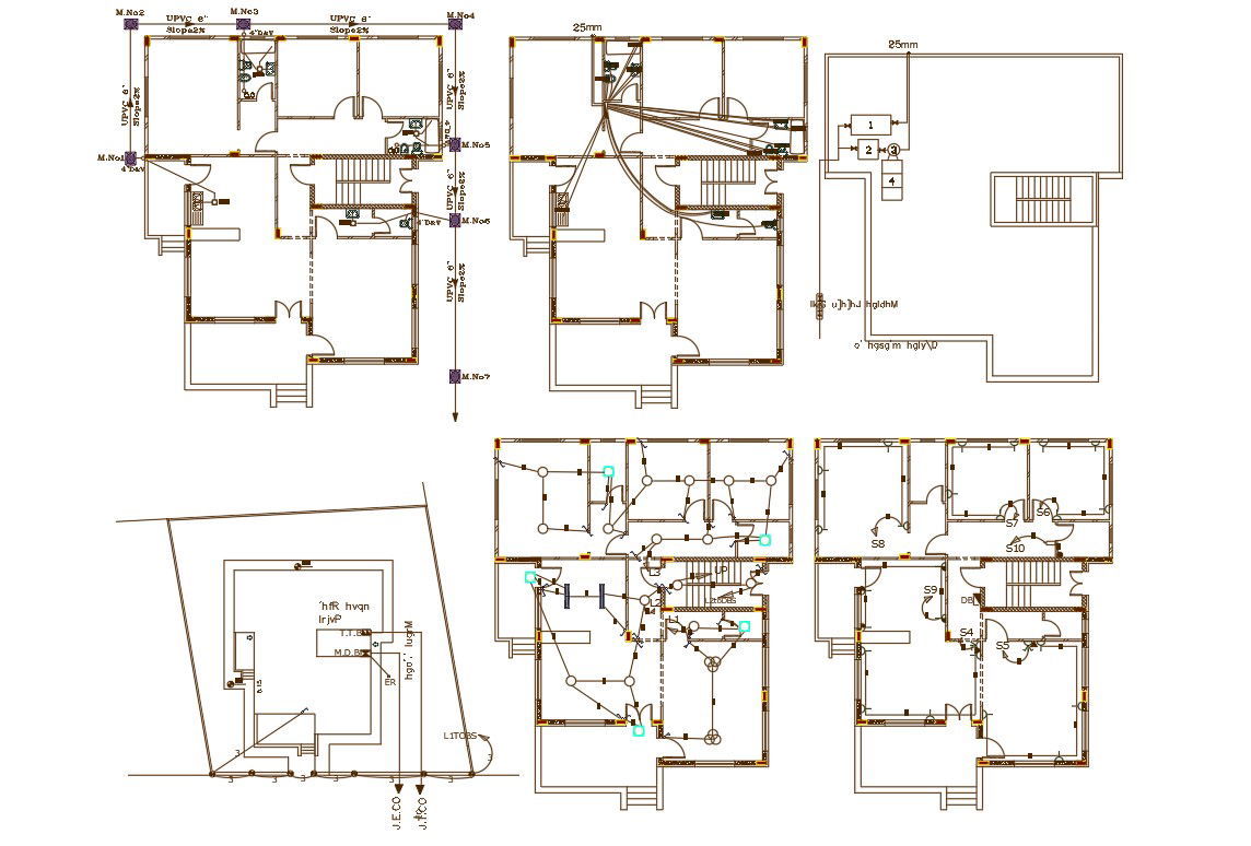 45 X 52 House Electrical And Plumbing Plan AutoCAD File