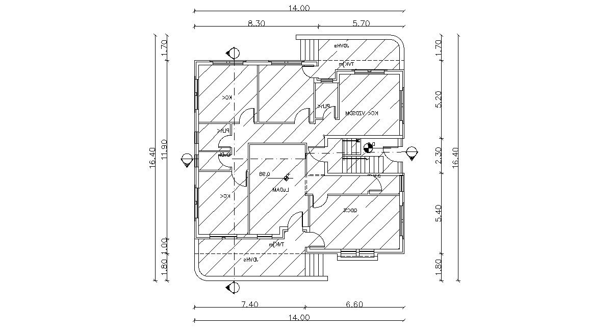 45' X 52' House Ground Floor Plan Design DWG File