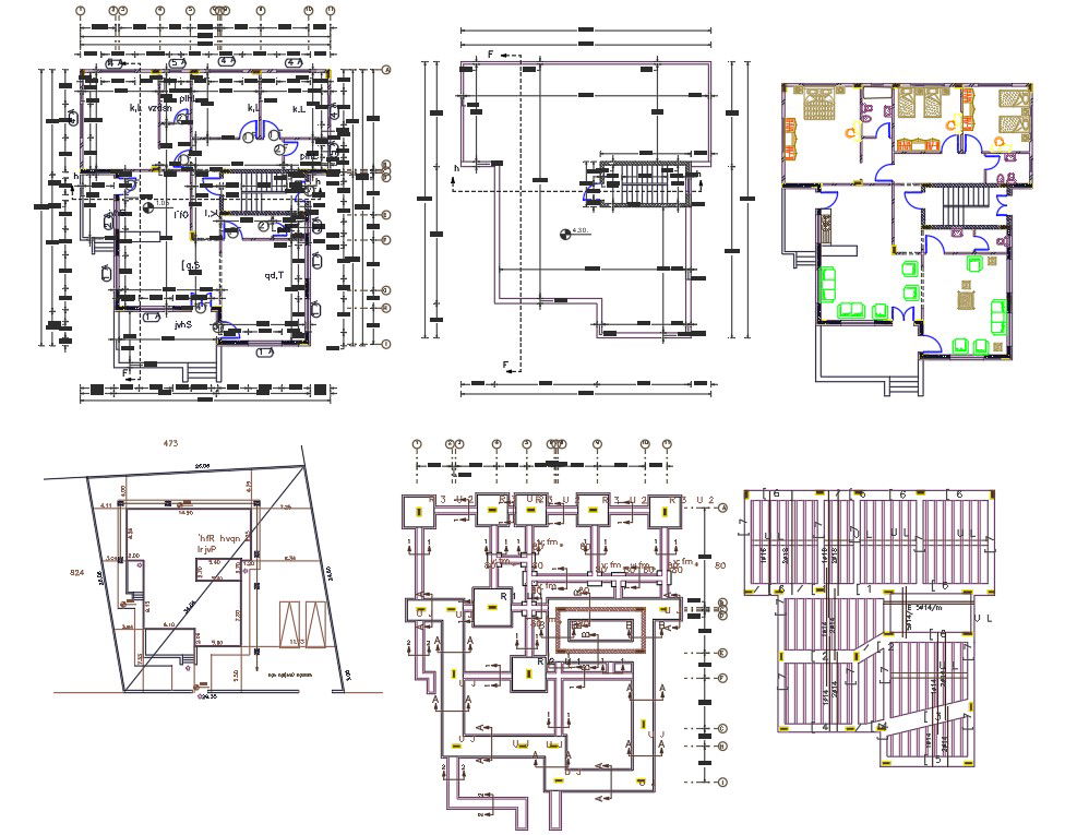 45' X 55' AutoCAD house Working Plan With Furniture Layout Design