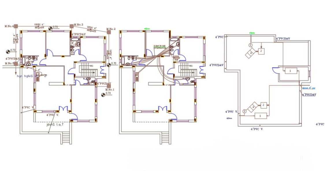 45 X 55 Feet House Plumbing Plan DWG File