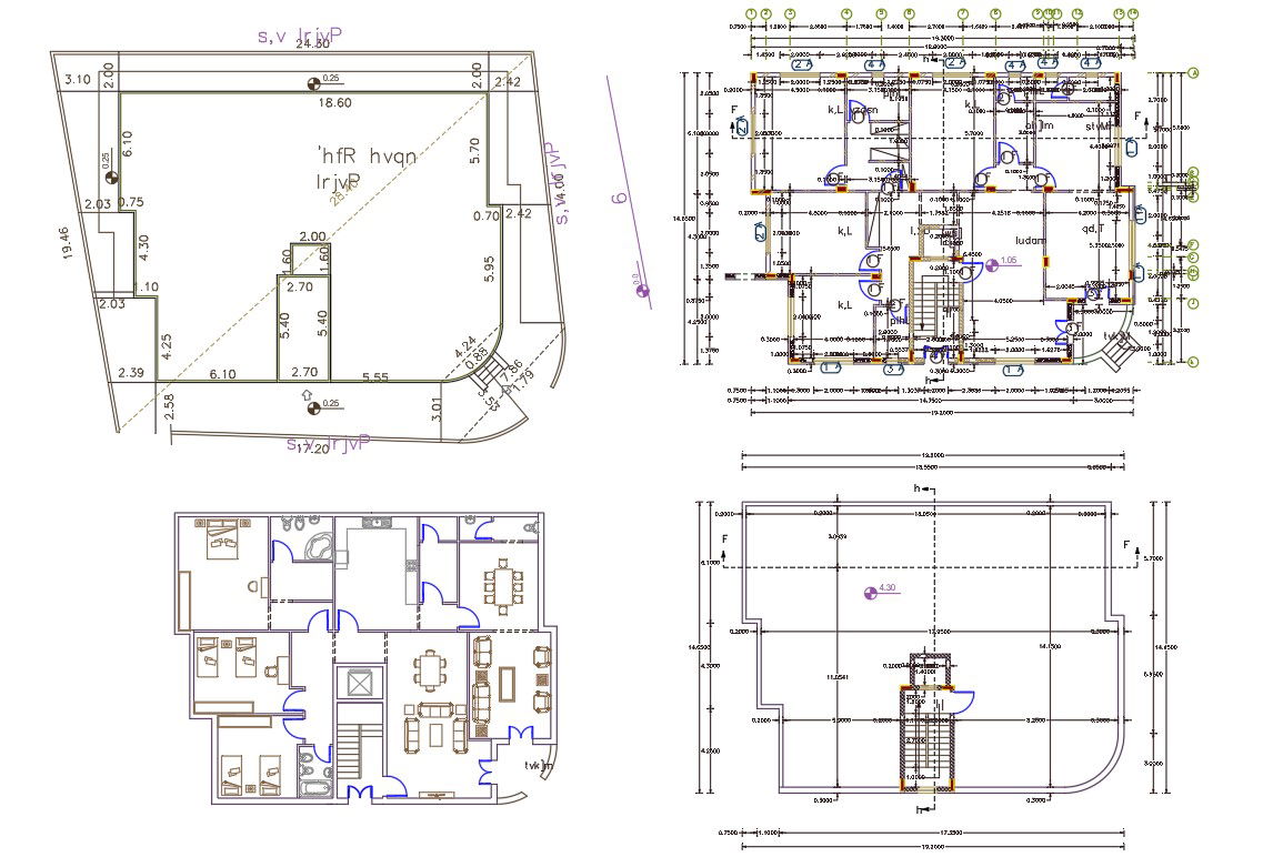 Get Details of Furniture Layout Plan 45x60 House Design in DWG File