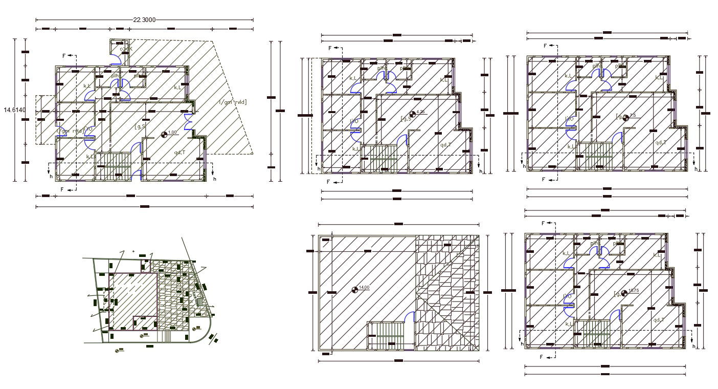 45' X 72' Feet Apartment House Plan DWG File