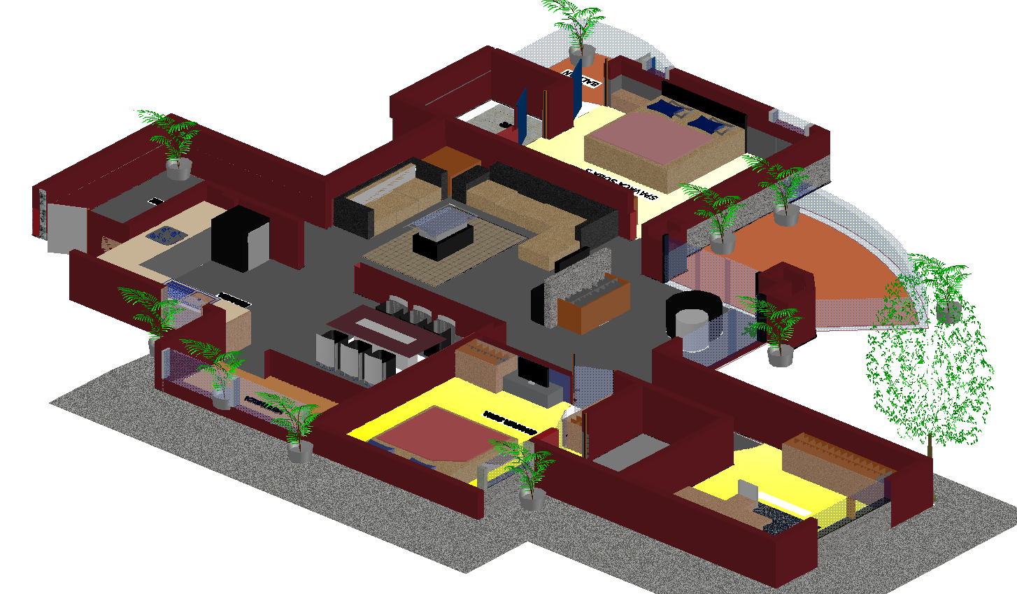 3D Bungalow CAD File with Modern Exterior and Architectural Detailing