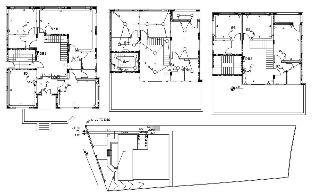 45' x 50' House Plan With Electrical Layout Plan