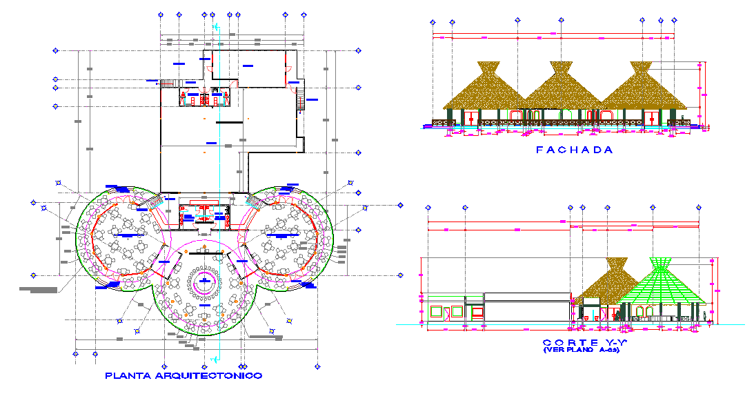Unique Circular Restaurant Design Plan Layout in AutoCAD DWG