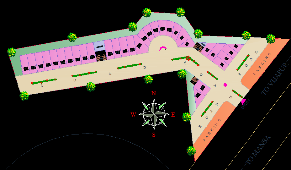 Detailed Town Planning CAD Drawing for Urban and City Development