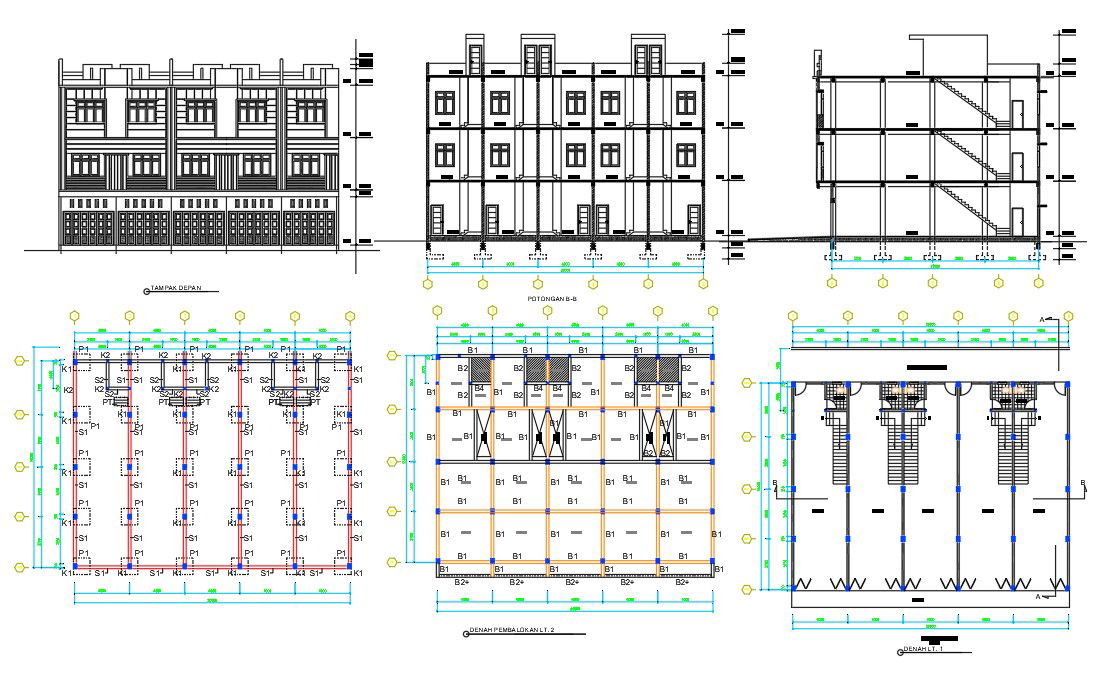 47x23m sopping building structural layout AutoCAD drawing