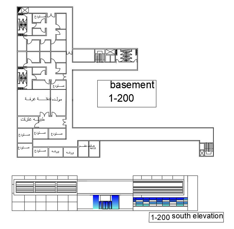 47x33m basement floor hospital plan is given in this AutoCAD model. Download now.
