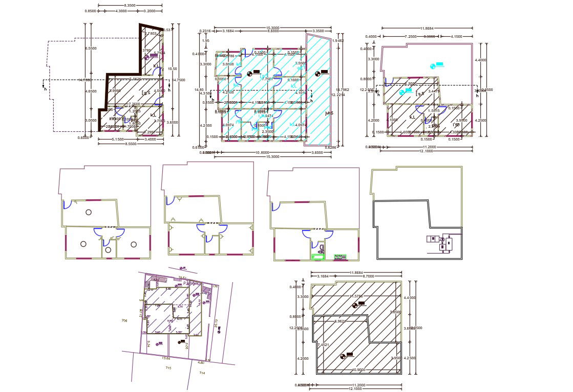 48' X 50' Bungalow Plan With Measurement CAD File