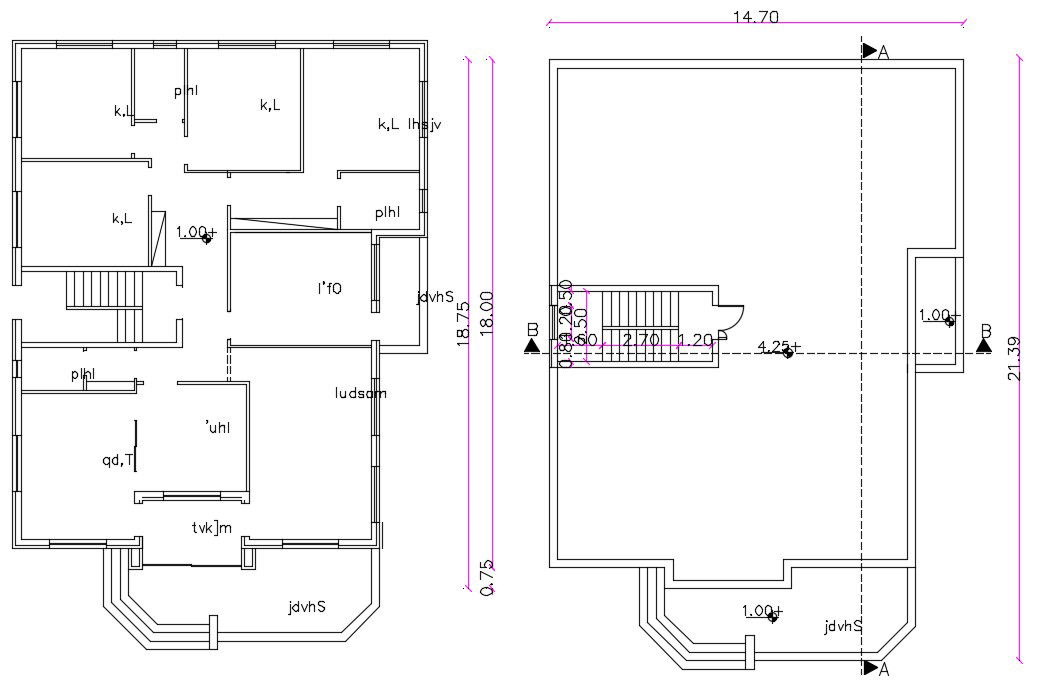 48' X 70' Bungalow Plan 4 Bedrooms CAD Drawing
