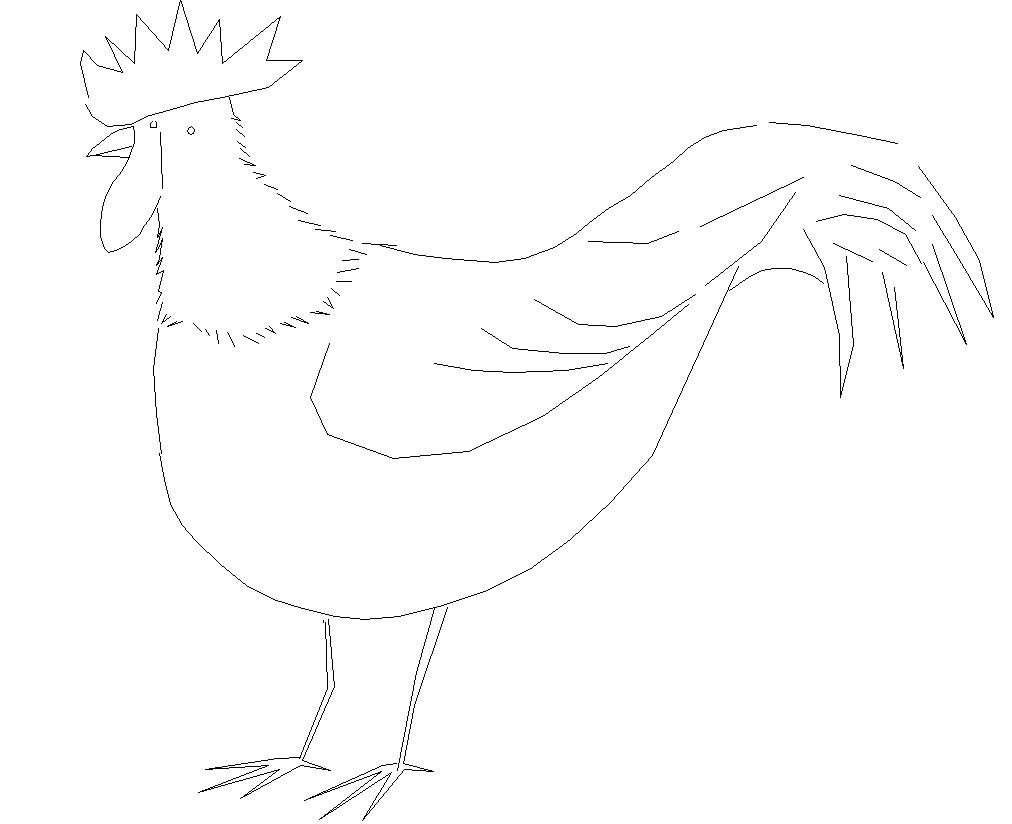 AutoCAD Rooster 2D DWG Drawing with Detailed Front View Layout