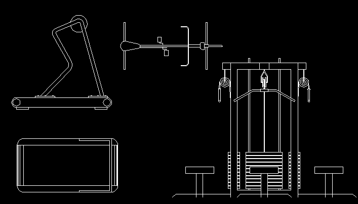 2D Gym Equipment DWG Drawing Layout of Caminadora Machine Design