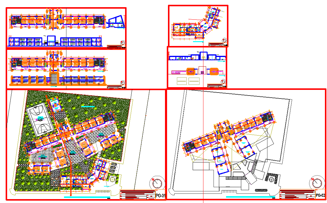 College project AutoCAD with floor plan, elevation and layout design
