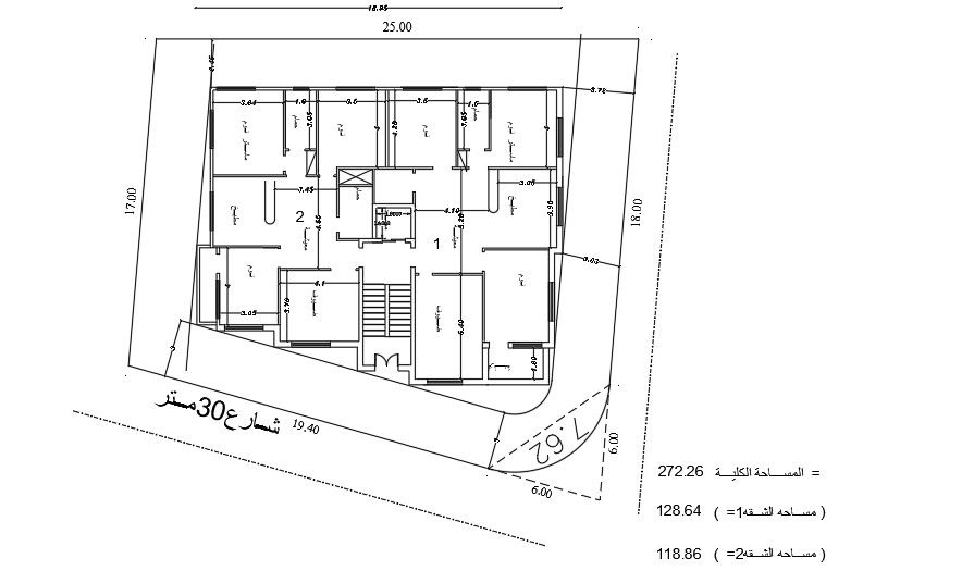 4 BHK Apartment Building Plan AutoCAD Layout