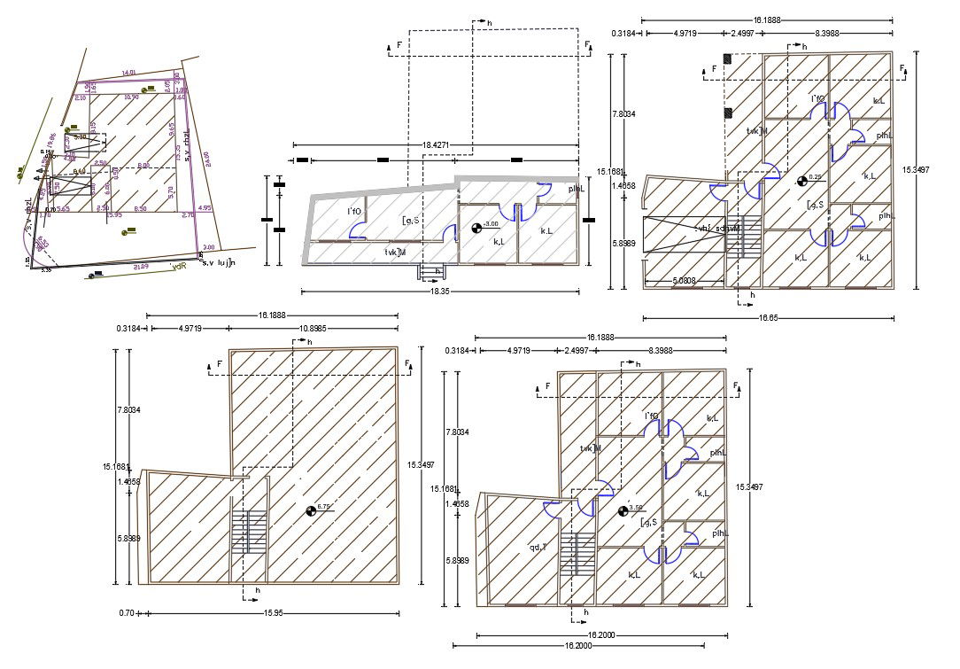 4 BHK Architecture Apartment Floor Plan Design CAD Drawing