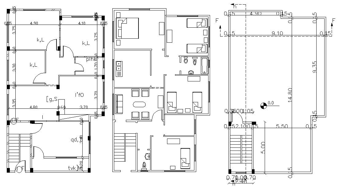 4 BHK Duplex Furnished Bungalow Layout Plan
