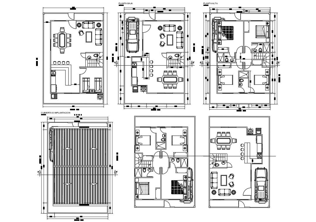 4 BHK House Furniture Layout Plan AutoCAD File