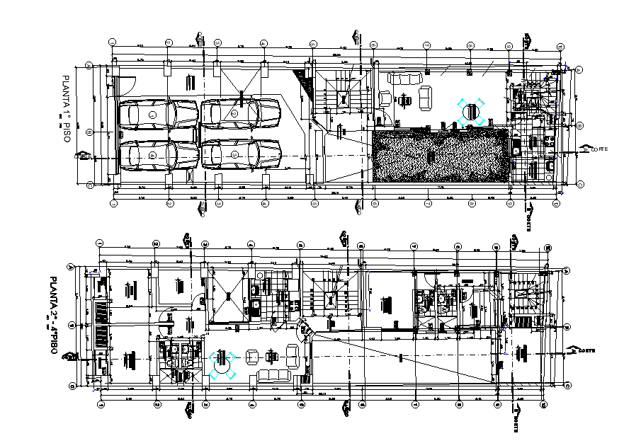 4 BHK House Layout Plan With Interior Furniture Drawing DWG File