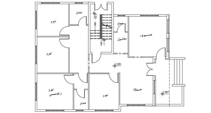 4 BHK House Plan Layout DWG File