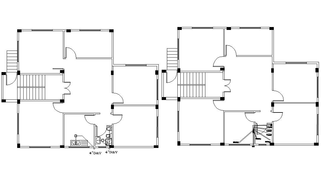 4 BHK House Plumbing Plan AutoCAD File