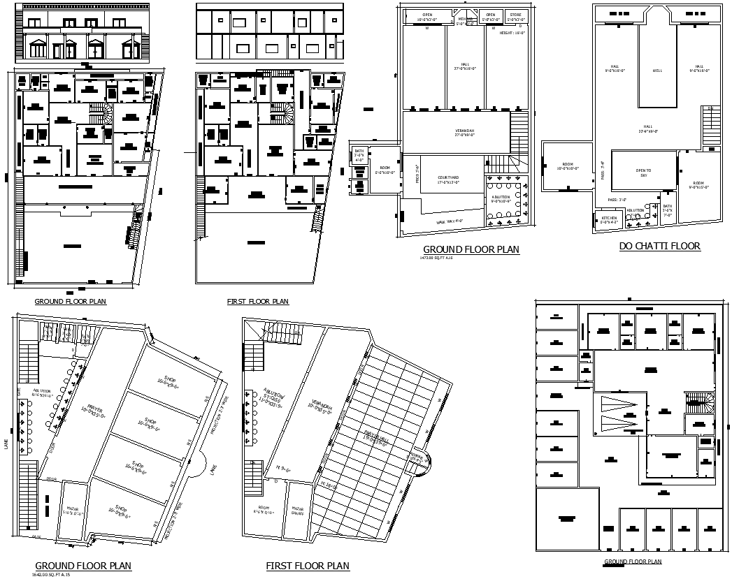 4BHK Villa Ground & First Floor Plan Detailed DWG CAD DWG