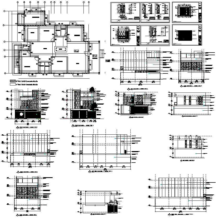 4BHK bunglow Plan and Elevation Detail DWG AutoCAD file