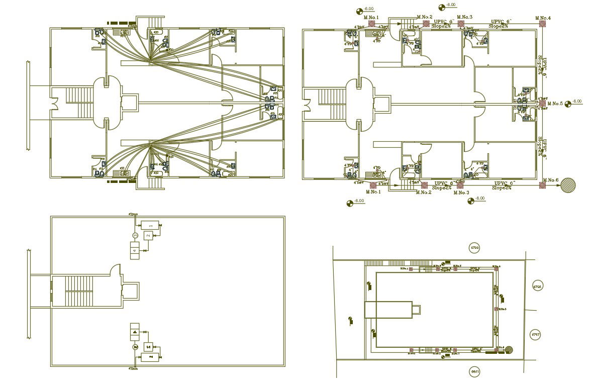 4 Bathrooms For 3 BHK House Plumbing Layout Plan