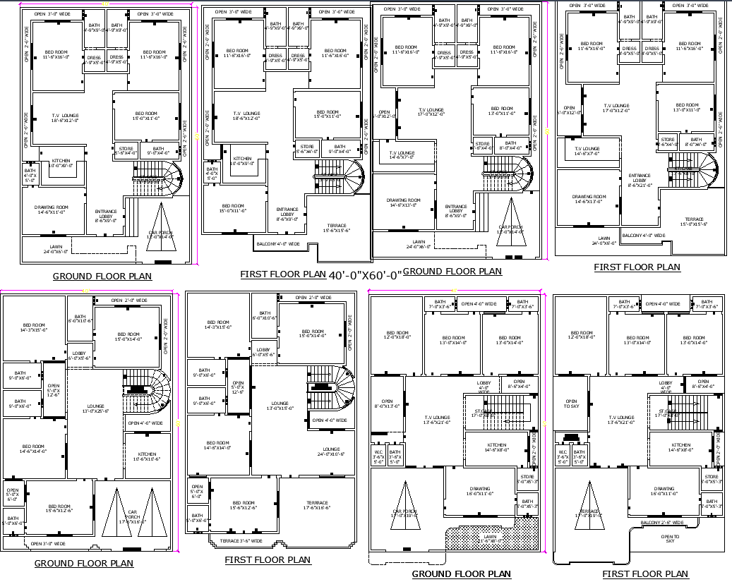 Modern 40x60 Residential Floor Plan in AutoCAD DWG File