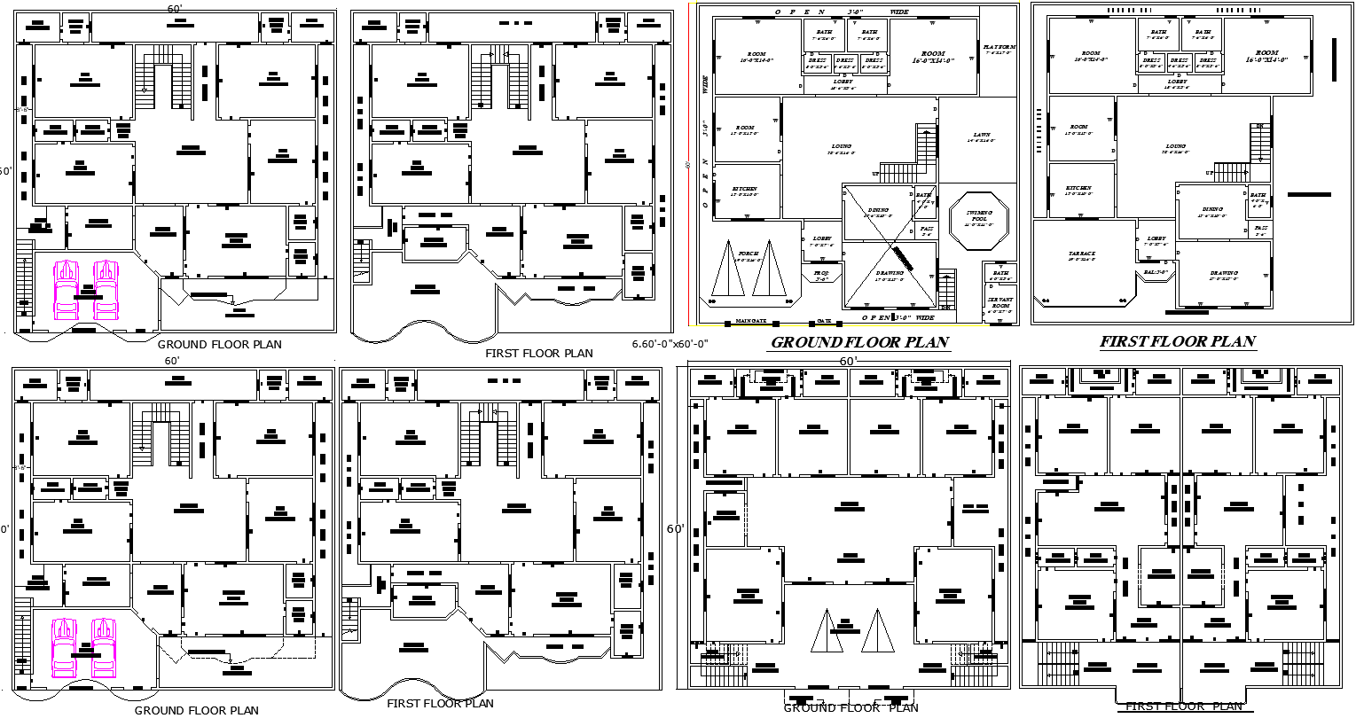 Stylish 60x60 Home Designs Plant with AutoCAD DWG Block