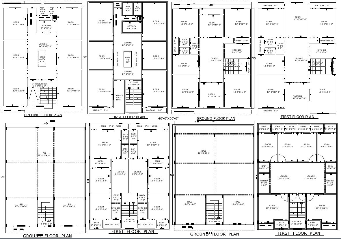 40x50 Residential Floor Plan in AutoCAD DWG Format