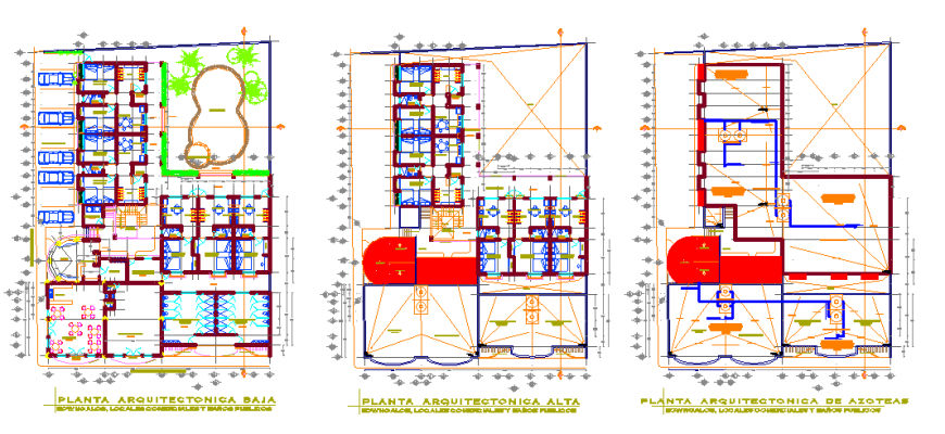 4 star multi storey hotel working plan in dwg AutoCAD file.