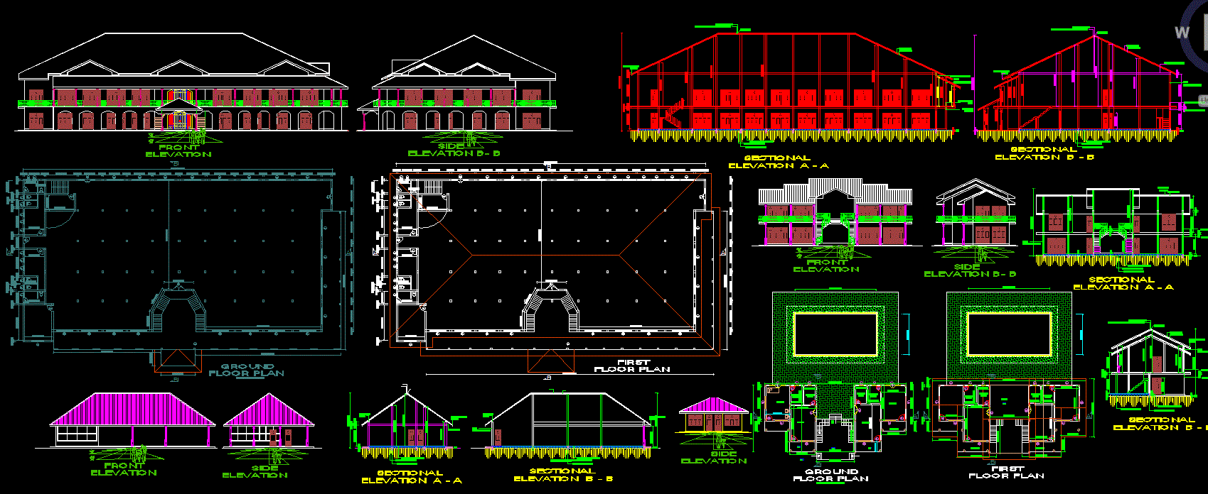 Disna Hotel AutoCAD Layout with Floor Plan and Elevation Details