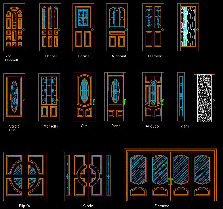 Wooden Doors 2D AutoCAD DWG Blocks with Detailed Design Layouts