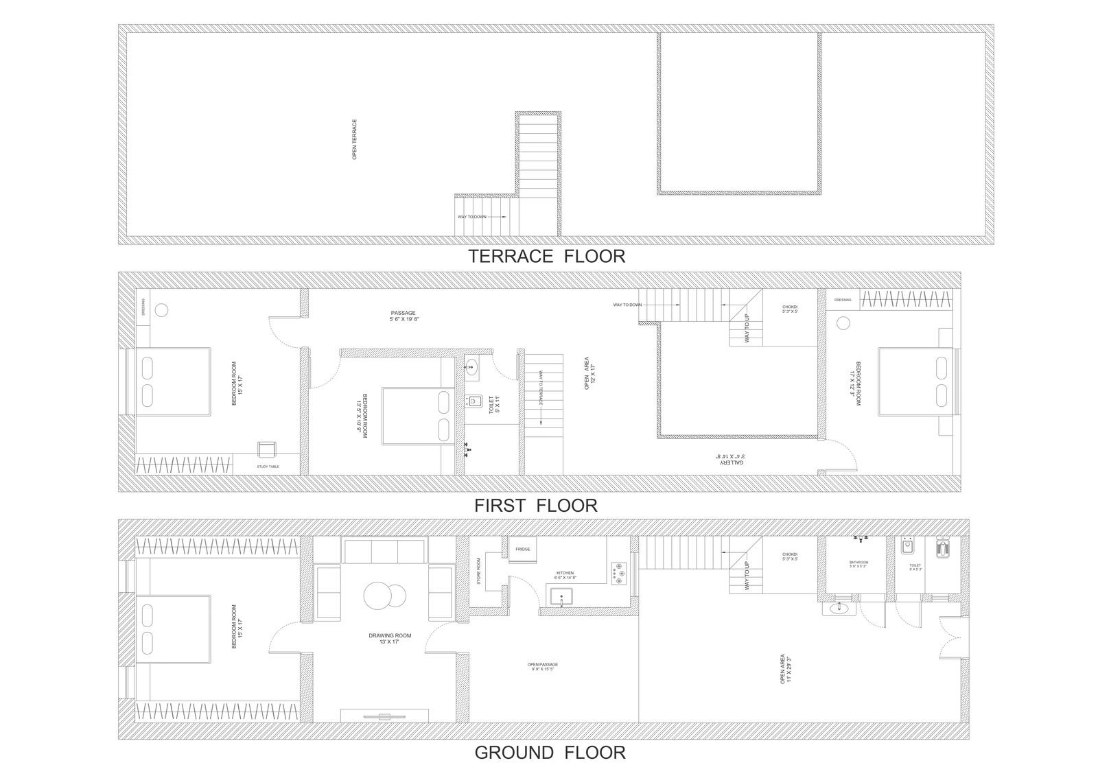 4 bhk bungalow design with all floor plan detail DWG AutoCAD drawing