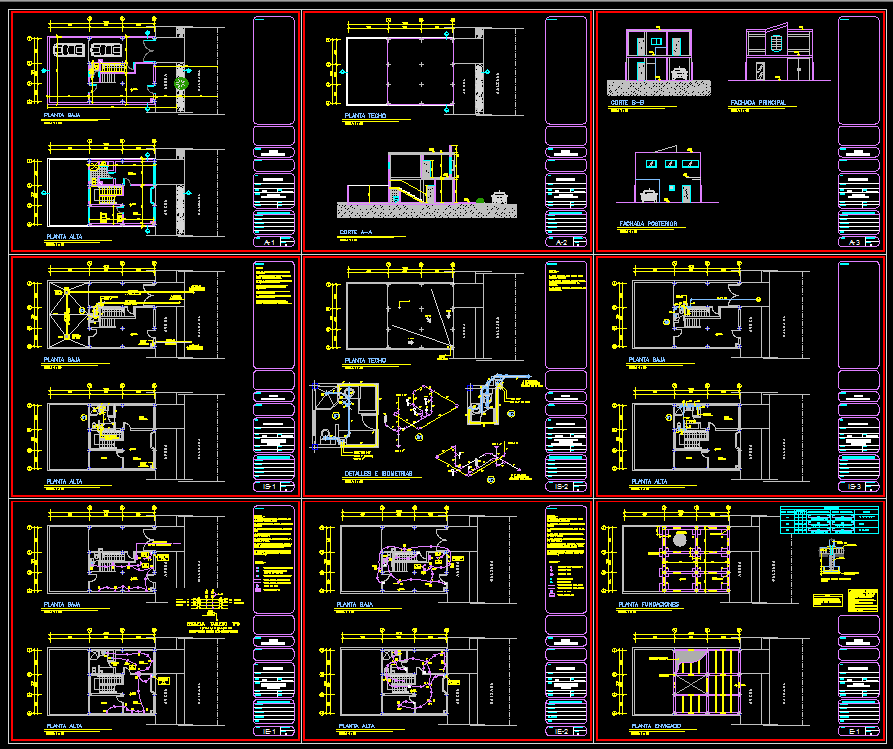 12x15m Small House CAD Drawing File with Floor and Section Plan