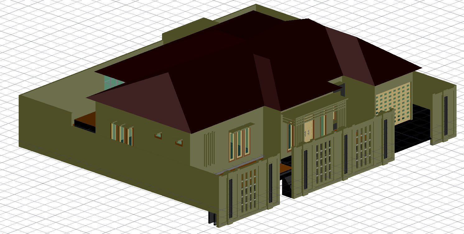 Modern minimalist house AutoCAD DWG with 4 bedrooms and elevation plan