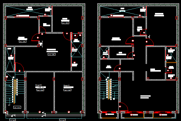 Modern House AutoCAD Design with Floor Plans and Room Layout Details