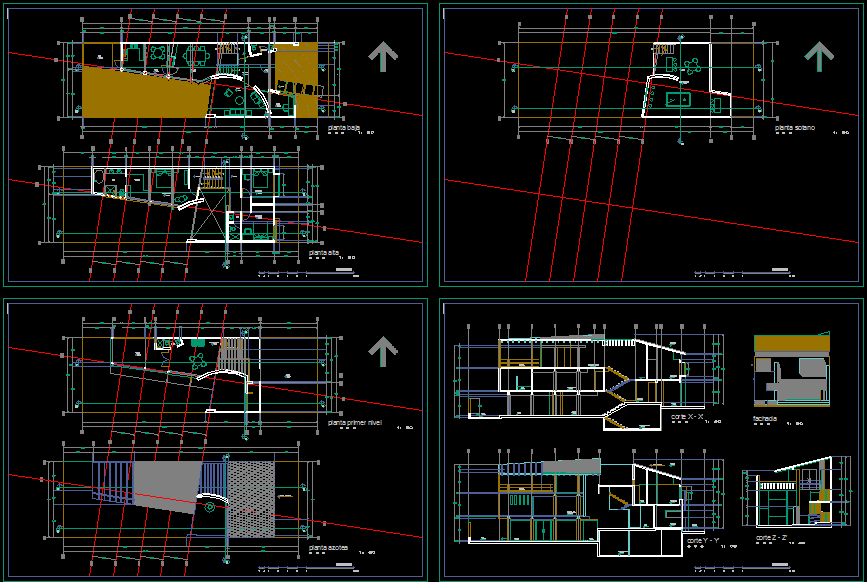 Modern House 2D AutoCAD DWG Drawing with Floor Plan and Elevation