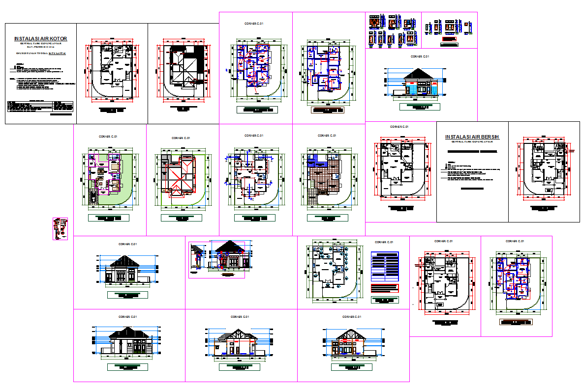 House DWG File with Complete Plans Sections Elevations and Details