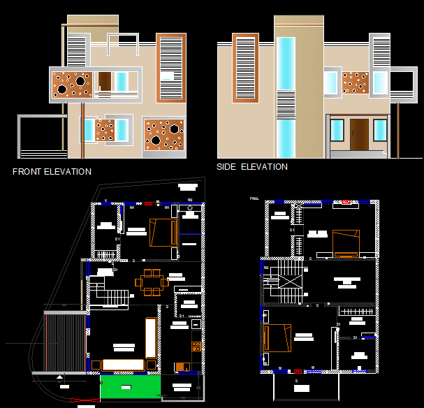 Beautiful Bungalow Plan CAD Drawing for 2D Residential Layout Design