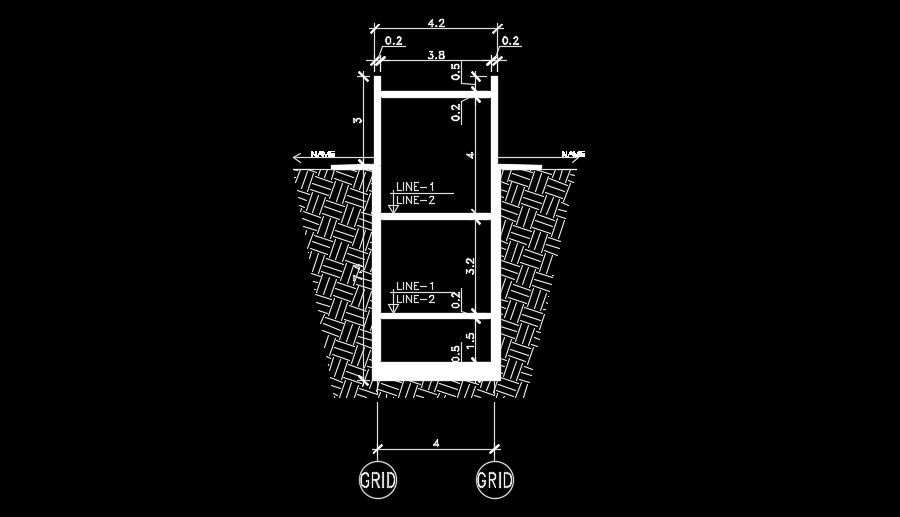 4m length of the industrial building section view