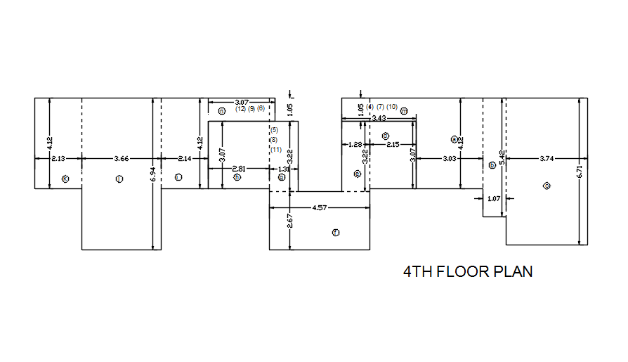 4th floor plan of commercial building in detail AutoCAD drawing, dwg file, CAD file