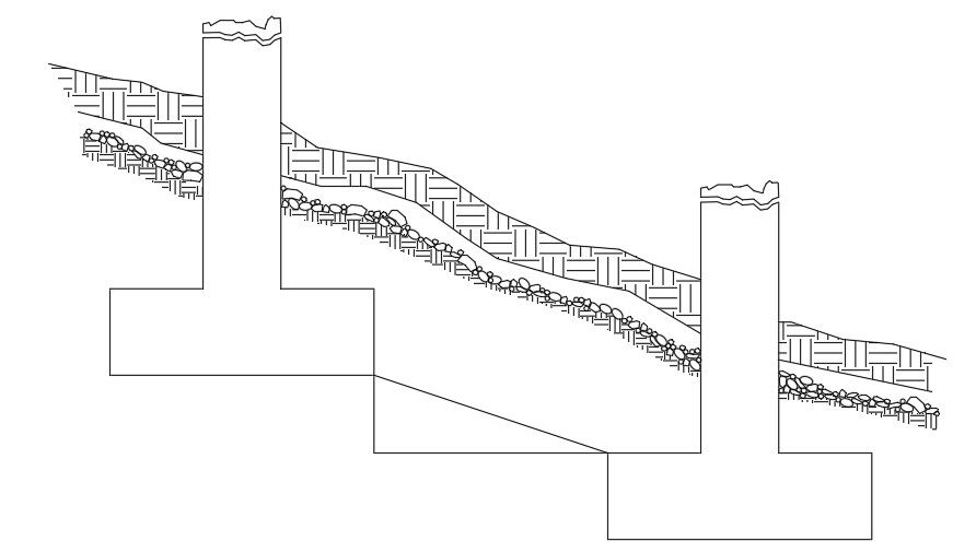 4x14m house plan footing drawing is given in this AutoCAD drawing model