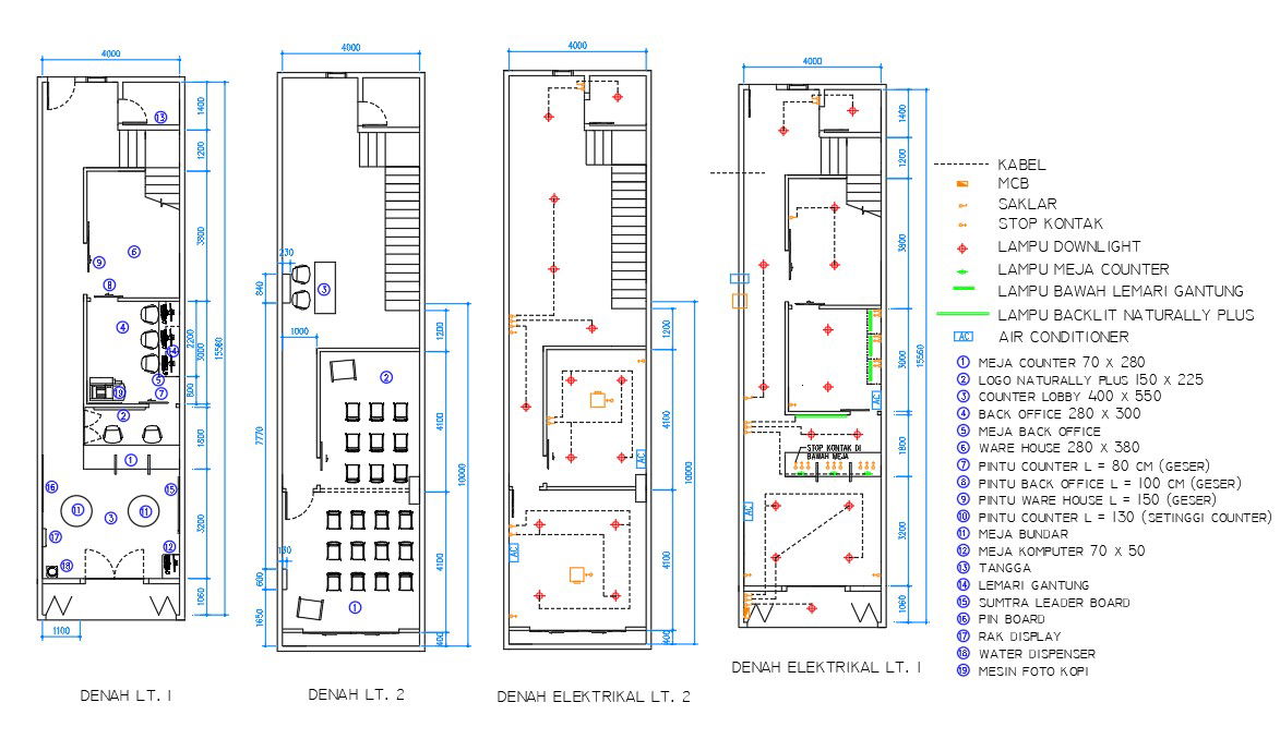 4x16m 2D architecture office plan
