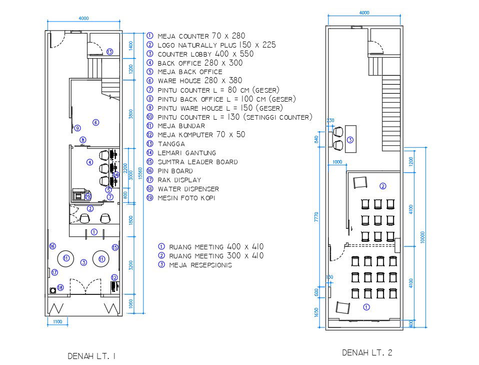4x16m ground and first floor office plan
