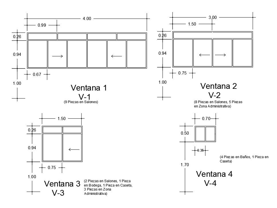 4x1m window plan is given in this Autocad drawing file.Download the Autocad model.