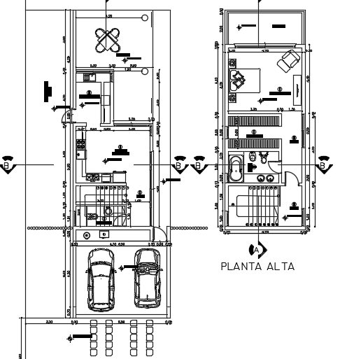 4x20m two story residential plan cad 2d DWG drawing file is given