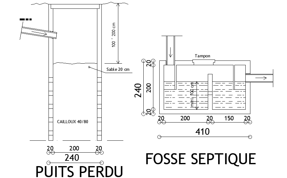 4x2m septic tank plan is given in this Autocad drawing file.Download now.